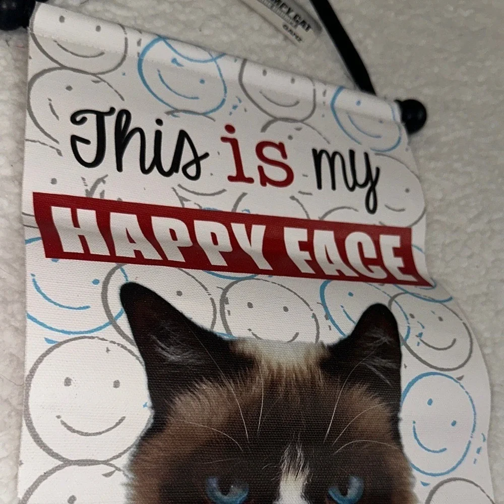 Ganz Grumpy Cat This Is My Happy Face Cotton Canvas Wall Hanging Banner HGC13305